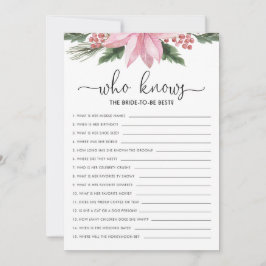 花嫁を知っているピンクポインセチアブライダルシャワーゲーム 招待状