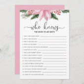 花嫁を知っているピンクポインセチアブライダルシャワーゲーム 招待状 (正面/裏面)