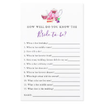 花嫁を知っているブライダルシャワーゲームティーパーティー紫