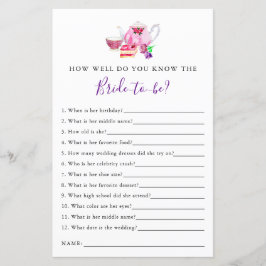 花嫁を知っているブライダルシャワーゲームティーパーティー紫