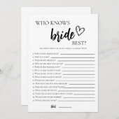 花嫁を知っているミニマルな人が最もゲームのカード 招待状 (正面/裏面)