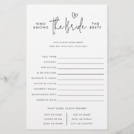 花嫁を知っているミニマルな紙ゲームカード チラシ