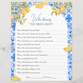 花嫁を知っている最高のブライダルシャワーゲームレモン
