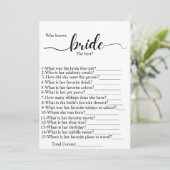花嫁を知っている最高のブライダルシャワーパーティーゲーム プログラム (スタンド正面)