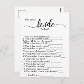 花嫁を知っている最高のブライダルシャワーパーティーゲーム ポストカード (正面/裏面)