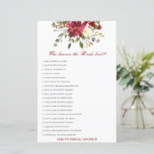 花嫁を知っている編集可能な最高のブライダルシャワーゲーム (スタンド正面)