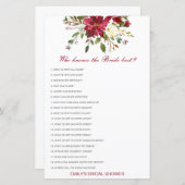 花嫁を知っている編集可能な最高のブライダルシャワーゲーム (正面/裏面)