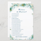 花嫁を知っている編集可能な最高のブライダルシャワーゲーム (正面/裏面)