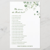 花嫁を知っている編集可能な最高のブライダルシャワーゲーム (正面)