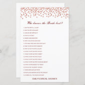 花嫁を知っている編集可能な最高のブライダルシャワーゲーム (正面/裏面)