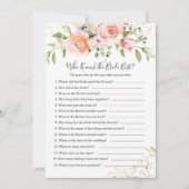 花嫁を知るピンクのアプリコットバラの最高の葉 招待状 (正面)