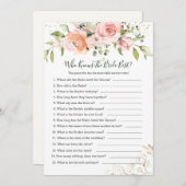 花嫁を知るピンクのアプリコットバラの最高の葉 招待状 (正面/裏面)