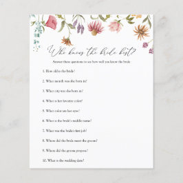 花嫁を知るワイルドフラワーブライダルシャワーゲーム