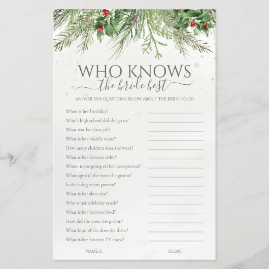 花嫁を知る冬の最高のブライダルシャワー (正面)