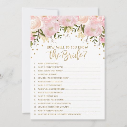 花嫁を知ろう！ ブライダルシャワーゲーム (正面)