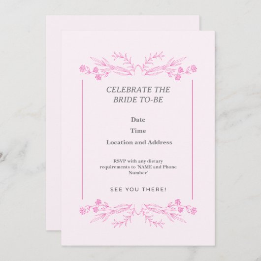 花嫁を祝おう 招待状 (正面/裏面)