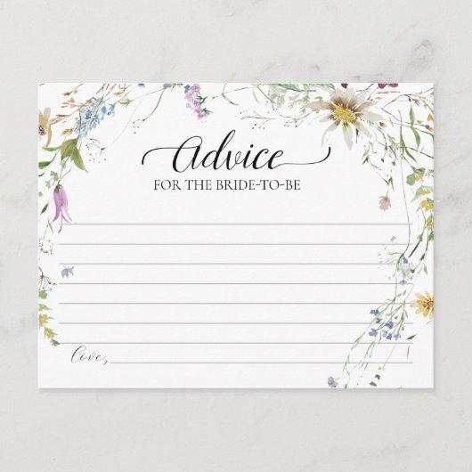 花嫁アドバイスのワイルドフラワー エンクロージャーカード (正面)