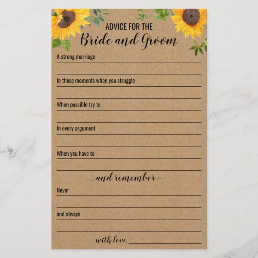 花嫁アドバイスカード用ひまわり チラシ (正面)