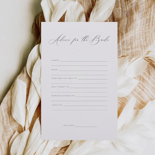 花嫁アドバイスゲームのミニマルブライダルシャワー