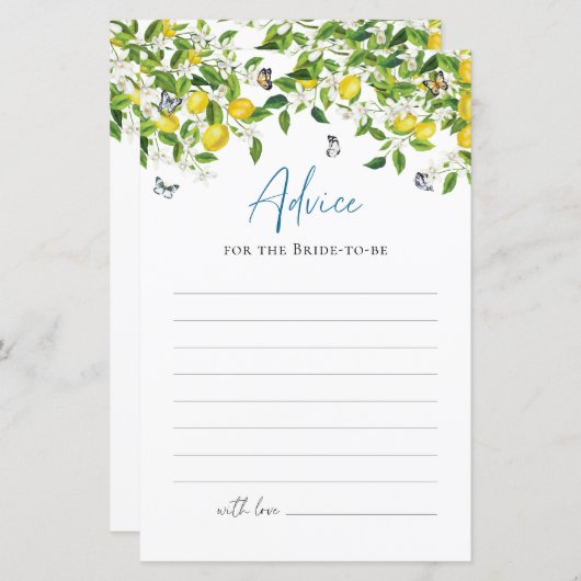 花嫁アドバイス |サマーレモンブライダルシャワー (正面/裏面)