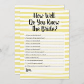 花嫁イエローホワイトの知り合いストライプ 招待状 (正面/裏面)