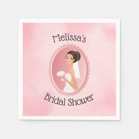 花嫁インアヴェール持ち花ブライダルシャワー スタンダードカクテルナプキン (正面)