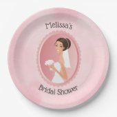 花嫁インアヴェール持ち花ブライダルシャワー ペーパープレート (正面)