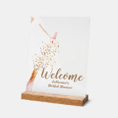 花嫁インガウンブライダルシャワーへようこそ アクリルサイン (傾斜)