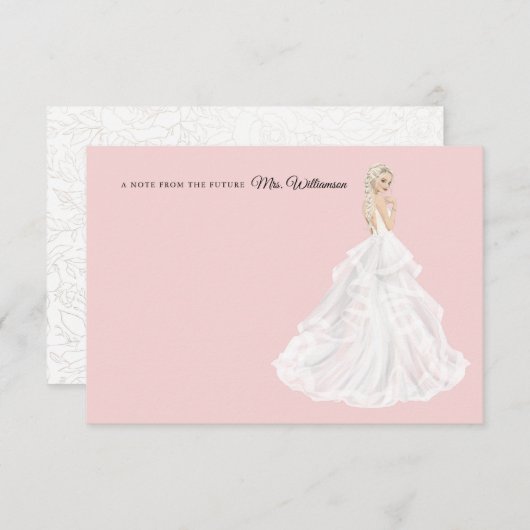 花嫁インガウンブライダルシャワーサンキューカード サンキューカード (正面/裏面)