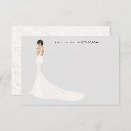 花嫁インガウンブライダルシャワーサンキューカード サンキューカード (正面/裏面)