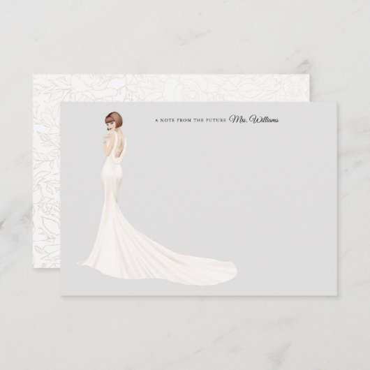 花嫁インガウンブライダルシャワーサンキューカード サンキューカード (正面/裏面)