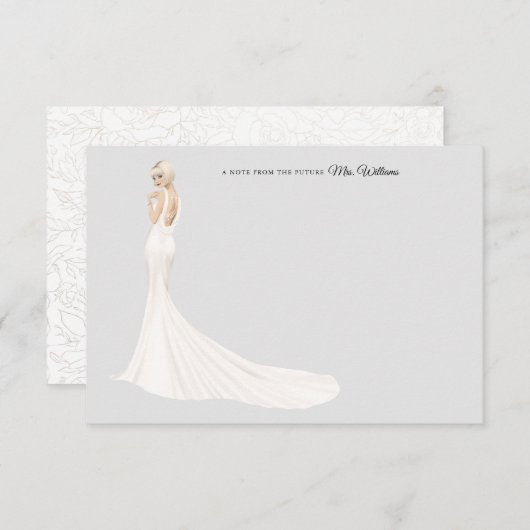 花嫁インガウンブライダルシャワーサンキューカード サンキューカード (正面/裏面)