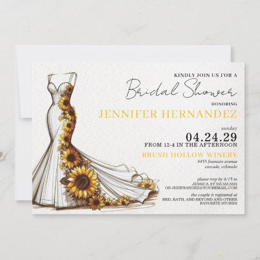 花嫁イン開花ひまわりブライダルシャワー 招待状 (正面)