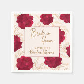 花嫁イン開花バラ及び金ゴールドフローラブライダルシャワー スタンダードカクテルナプキン (正面)