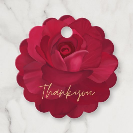 花嫁イン開花バラ及び金ゴールドフローラブライダルシャワー フェイバータグ (正面)