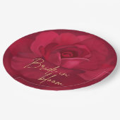 花嫁イン開花バラ及び金ゴールドフローラブライダルシャワー ペーパープレート (アングル)