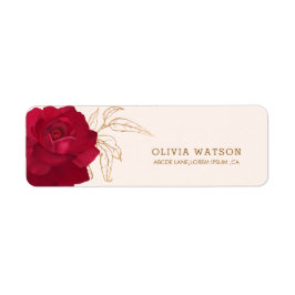 花嫁イン開花バラ及び金ゴールドフローラブライダルシャワー ラベル