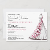 花嫁イン開花ピンクハイビスカスブライダルシャワー 招待状 (正面)