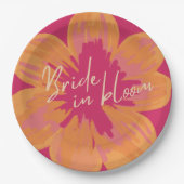 花嫁イン開花ピンクフローラブライダルシャワー ペーパープレート (正面)