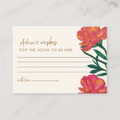 花嫁イン開花ブライダルシャワーアドバイスとウィッシュ エンクロージャーカード (正面)