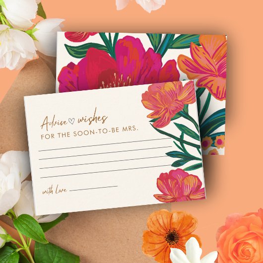 花嫁イン開花ブライダルシャワーアドバイスとウィッシュ エンクロージャーカード