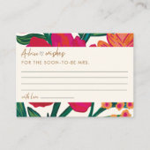 花嫁イン開花ブライダルシャワーアドバイスとウィッシュ エンクロージャーカード (正面)