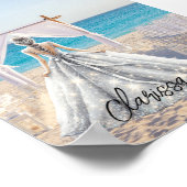 花嫁ウェディングデービーチ結婚式ファンシーガウンブライダル ポスター (角)