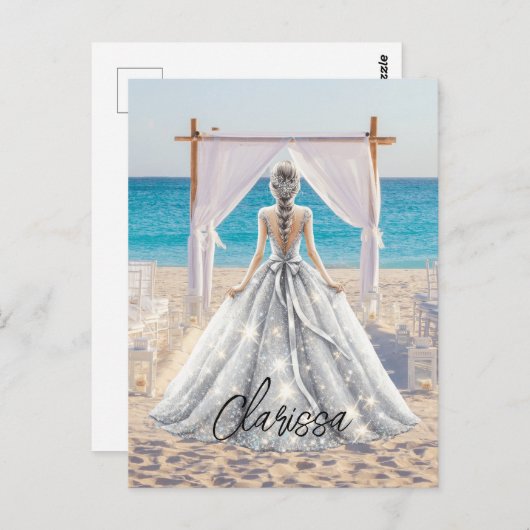 花嫁ウェディングデービーチ結婚式ファンシーガウンブライダル ポストカード (正面/裏面)