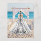 花嫁ウェディングデービーチ結婚式ファンシーガウンブライダル ポストカード (正面)