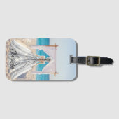 花嫁ウェディングデービーチ結婚式ファンシーガウンブライダル ラゲッジタグ (正面横)