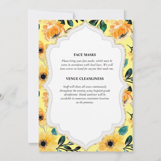 花嫁エレガントのドレ結婚スフローライエローデイジー  招待状 (裏面)