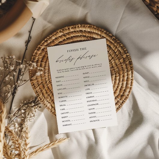 花嫁エレガントのフレーズブライダルゲームカードを完成させる 招待状