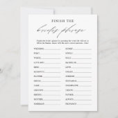 花嫁エレガントのフレーズブライダルゲームカードを完成させる 招待状 (正面)