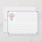 花嫁エレガントカード用のピンクとネイビーブルーのアドバイス 招待状 (正面)